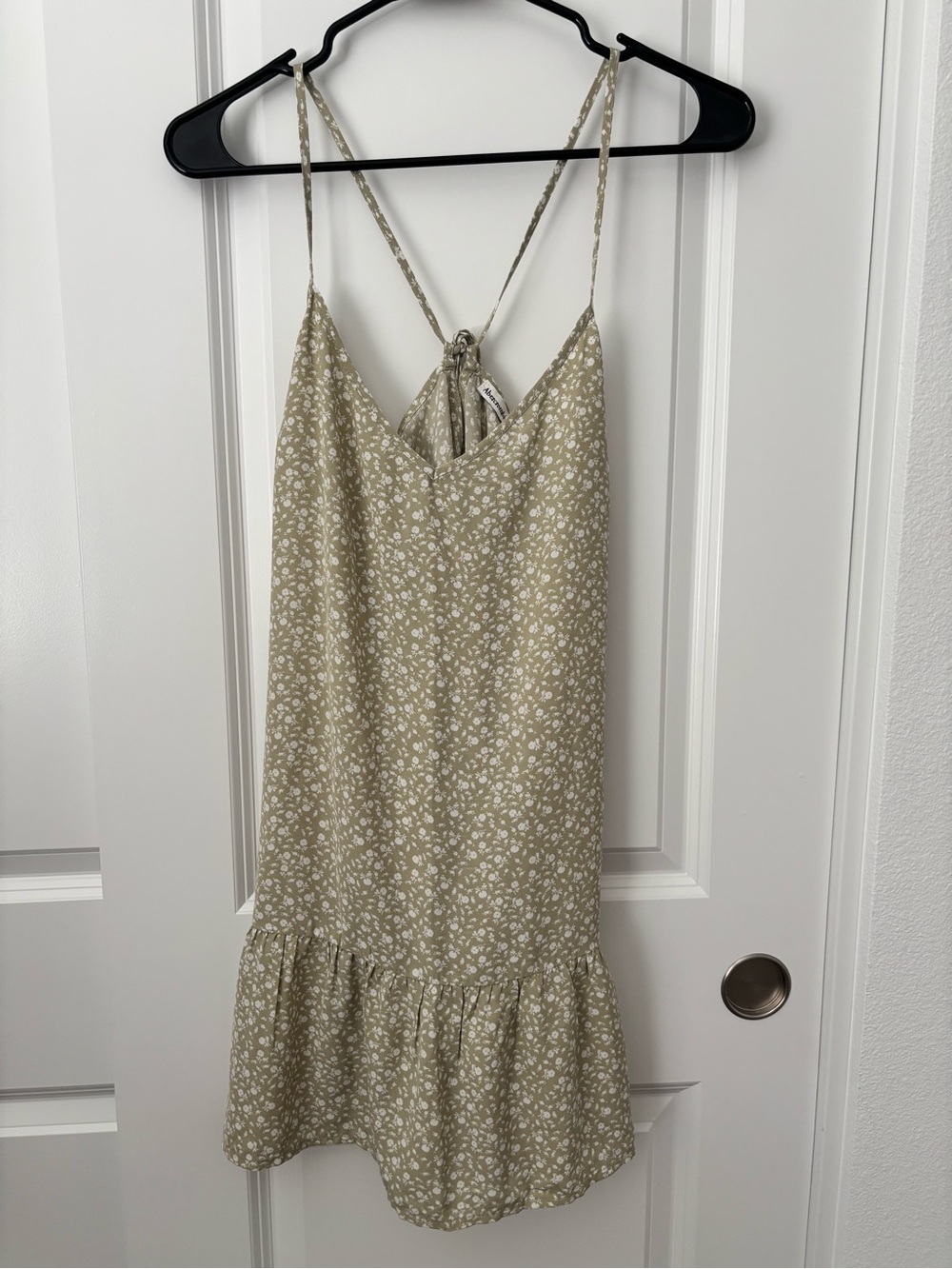 Abercrombie & Fitch Olive Floral Tie-Back Mini Dress